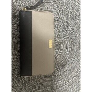kate spade new york Zip-Around Wallet, Black/Beige Solid Logo, Credit Card